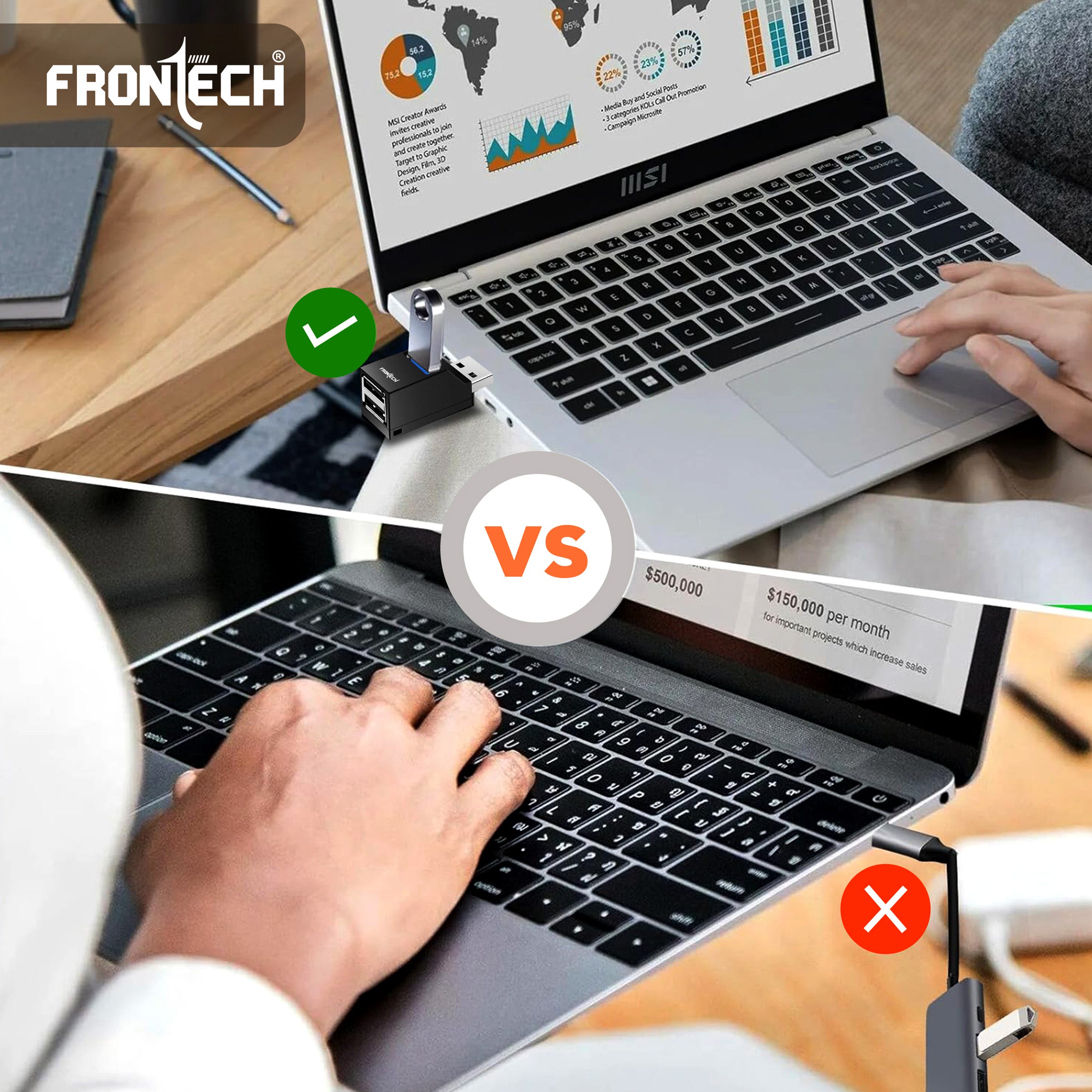 Frontech USB Hub: High-Speed USB 3.0 & 2.0 | Expand Your Ports | Blazing Fast Data Transfer & Compact Design Frontech USB Hub: High-Speed USB 3.0 & 2.0 | Expand Your Ports | Blazing Fast Data Transfer & Compact Design